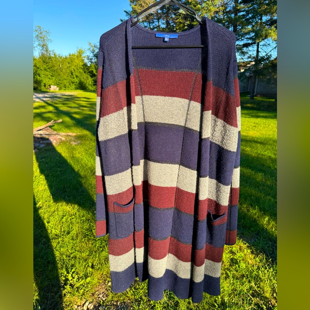 Apt.9 Long Cardigan Red White Blue